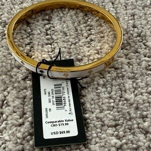 Gold and White Bangle Bracelet